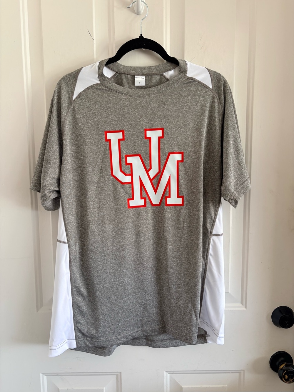 Ole Miss Sport-Tek Gray and White Short-Sleeve Performance Jersey with Red Logo